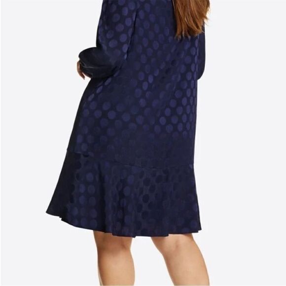 Draper James Tie Neck Flounce Shift Dress NWOT Sz 1X navy blue - Picture 4 of 11